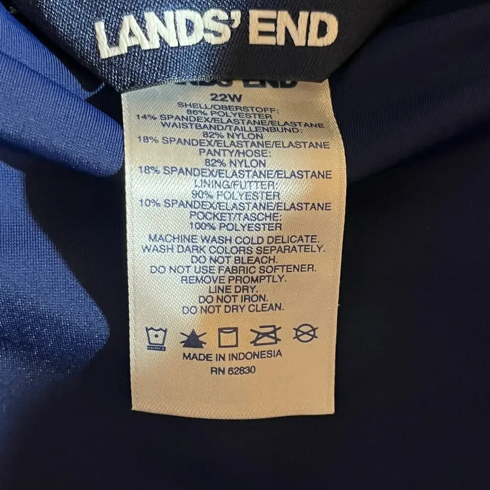 Lands' End Quick Dry Thigh-Minimizer Swim Board Short Women 22W Multicolor Lined